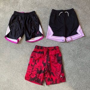 Lot Of 3 Nike Jordan Boys Basketball Shorts M 10 12 Yrs Black Purple Red Pink